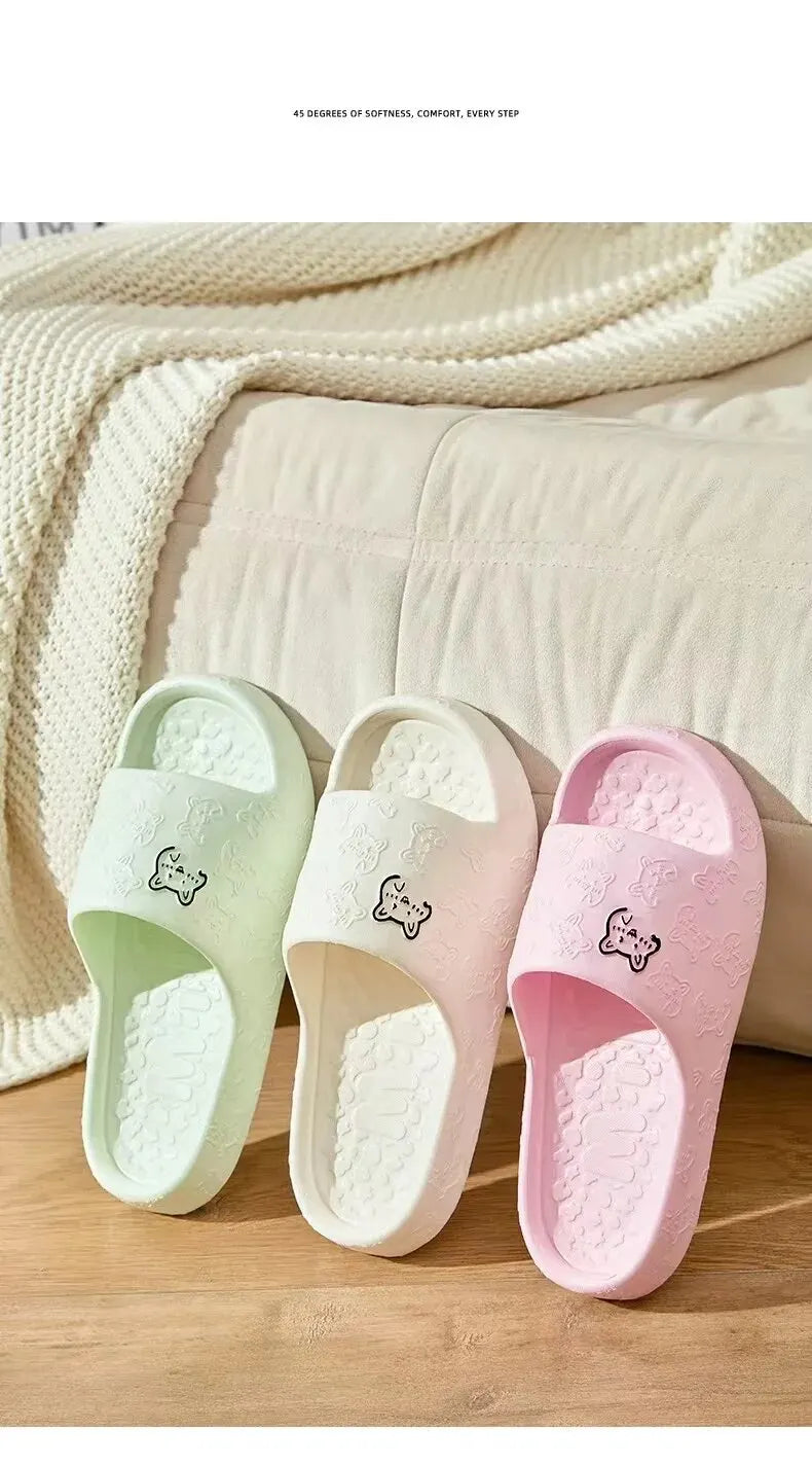 Women Summer EVA Slippers Indoor Home Bath Non Slip Soft Wide Comfort Couple Slippers Unisex Outdoor Beach Flip Flops Men Slides